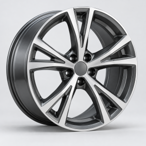 Silver and graphite cast alloy wheel