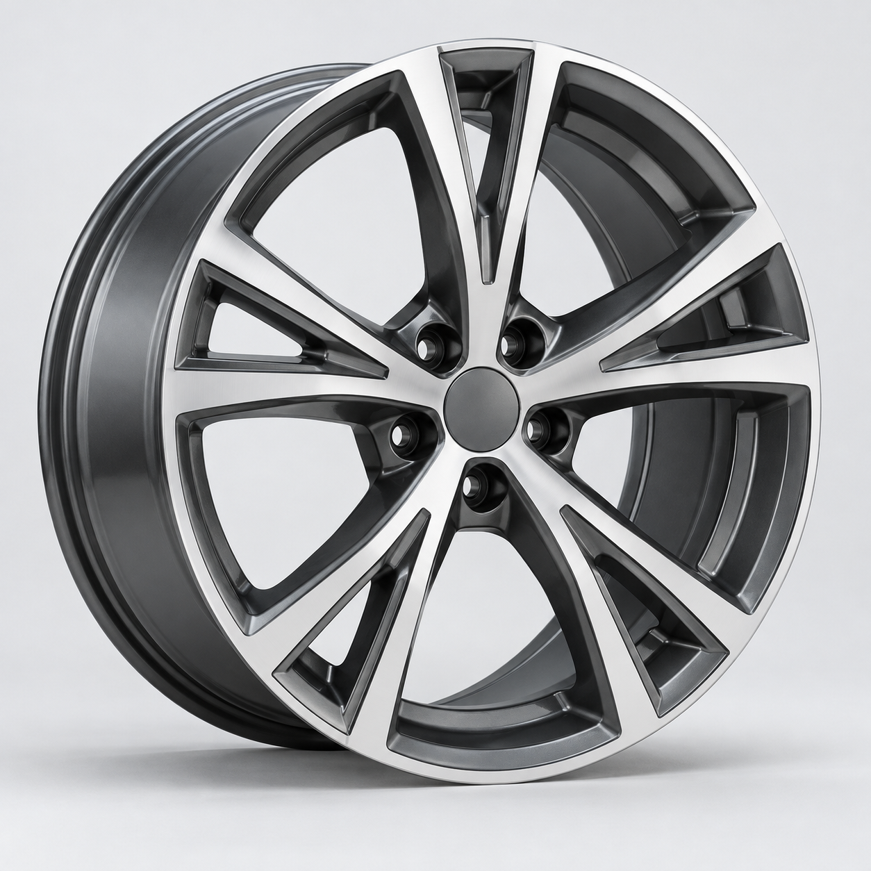 Silver and graphite cast alloy wheel