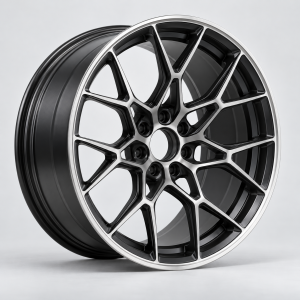 Black machined forged alloy wheel