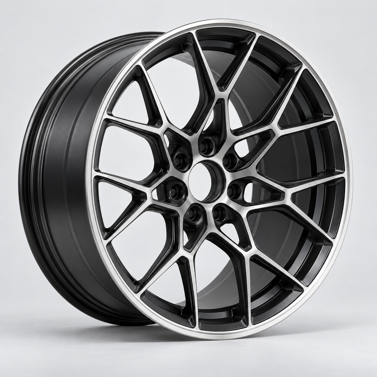Black machined forged alloy wheel